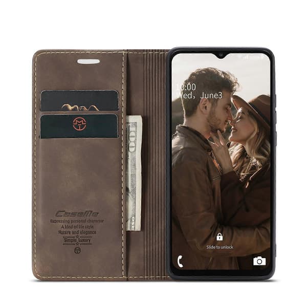 Til Samsung Galaxy A23 CaseMe 013 Multifunktionelt Horisontalt Flip Læder Telefoncover [DB] Kaffe Coffee