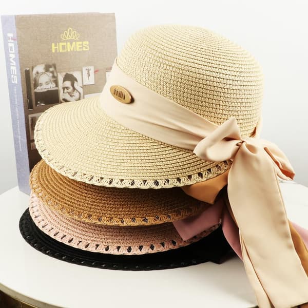 Dame stråsolhatt bred brem UV-beskyttelse sommer strandhatter for reise gårdsarbeid rosa Pink