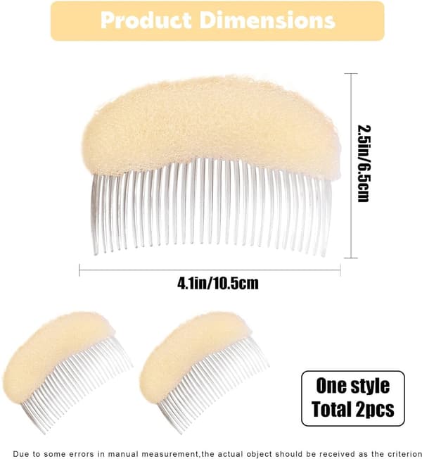 Usynlig fluffy hårklemme, 2 dele, bikube hårstylingværktøj, til kvinder og piger, beige