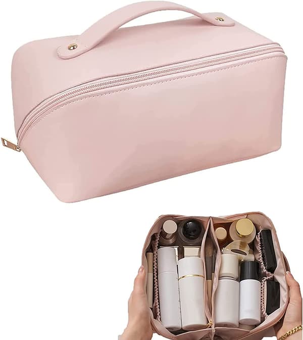 Stor rejsetaske til makeup, lædertaske til makeup, vandtæt