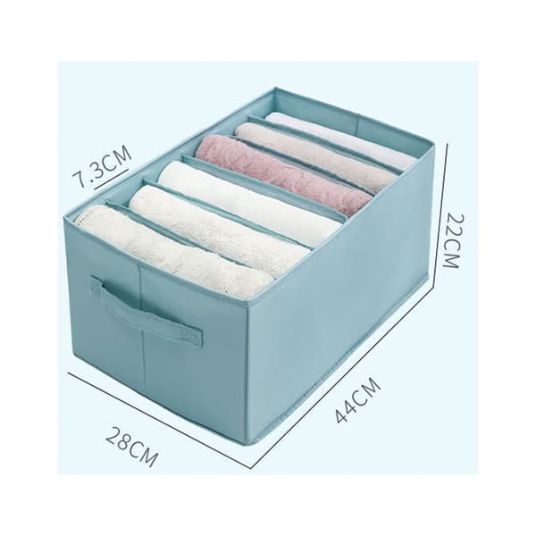 A jeans cabinet organizes clothes in the wardrobe and is foldable