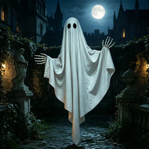 Stor Halloween spøgelsesdekoration til udendørs græsplænefest, lysende rekvisit med LED-lyskæde til spøgelseshus Varm lyskæde Warm string lights