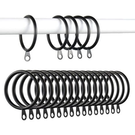 60 stk. gardinringe, metalgardinringe ophængskroge til gardinstænger 30 mm gardinophængsringe (sort)