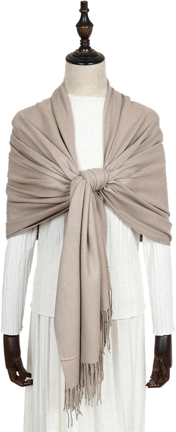 Dame Skjerf Pashmina Sjal og Wraps for Bryllup Skjerf for Kvinner Vinter Lys Khaki Light Khaki