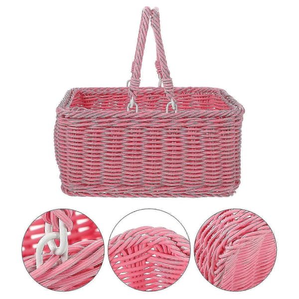 Storage Basket Portable Shopping Basket Woven Picnic Basket Woven Storage Basket with Handle