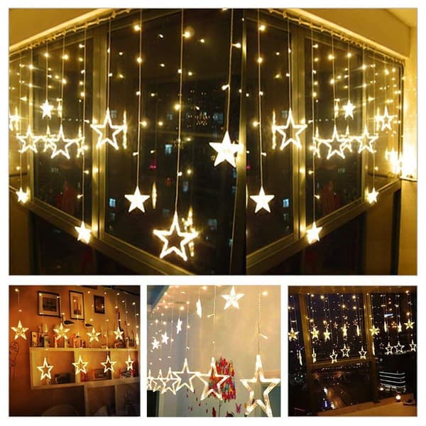 12 LED Star String Lights Warm White 138 LED, 3.5 M Decorative Lights for Decoration Christmas, Wedding, Party
