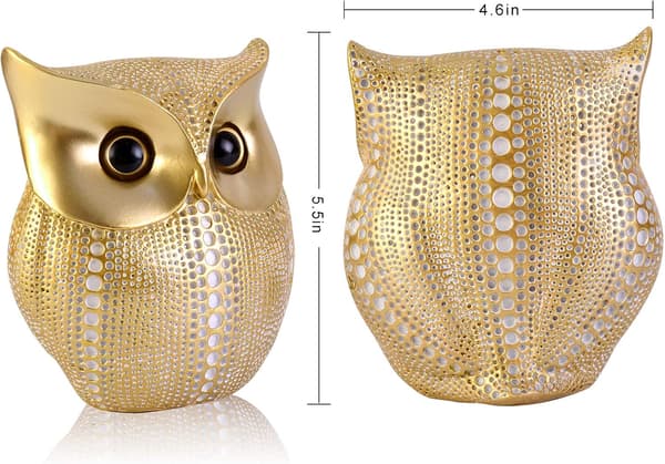 Uggla Staty Heminredning - Vit Guld, Retro Buho Ugglor Figurer För