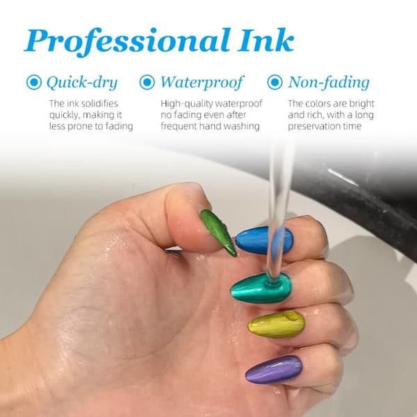 Nail Art Markers med Fin og Bred Spids – 10 Farver