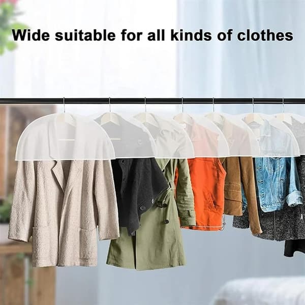 White Garment Bags, 12-Pack, Transparent, Dustproof, Mothproof for Suits, Dresses, Coats