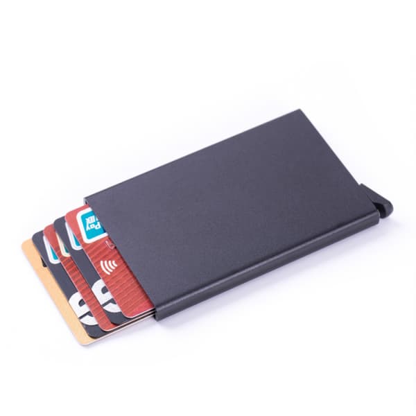 1 stk. Smart kortholder i aluminium (RFID-beskyttet) Pop-up - Sort