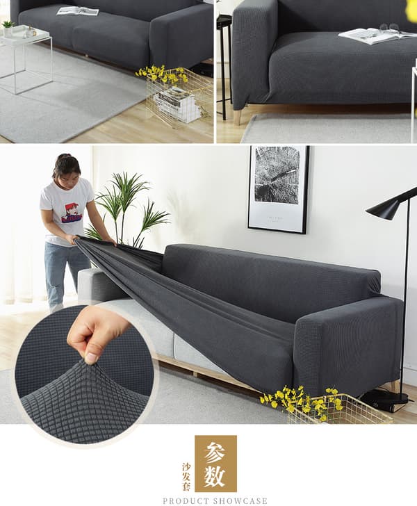 Rhombus Sofatrekk, Stretch Stoff Sofatrekk Møbelbeskyttelse for Sofa 3-Seters Sofa Beskyttende Trekk for Stue Polyester Holdbar grå grey
