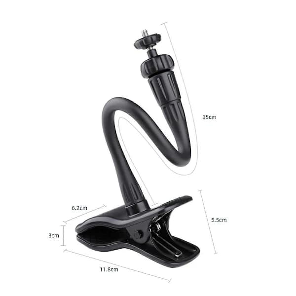 (pow yeah!) Fleksibel arm skrivebordsstang actionkamera telefonholder stativ (sort)