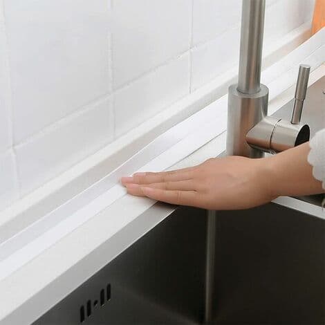 White Silicone Shower Sealing Strip 320x3.8cm Self-Adhesive Bathroom Kitchen Corner Sealing Strip[JUN]