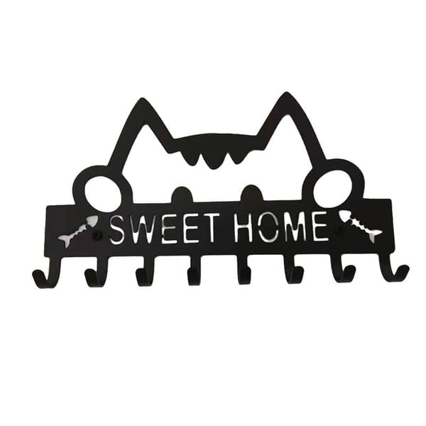 Cat Key Hook for Wall, Wall Mounted, Metal Key Holder, with 8 Hooks