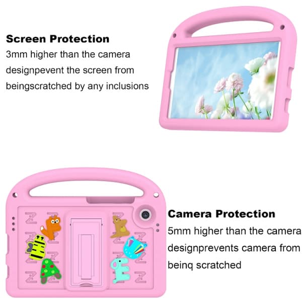 Samsung Galaxy Tab A9 / A11 støtsikkert EVA-deksel med tegneseriespurv rosa Rosa Rosa