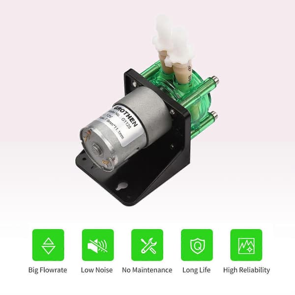 GROTHEN DC 24V Doseringspump Peristaltisk Pump Mini Vatten Vätskepump Stort Flöde Peristaltisk BPT Tu