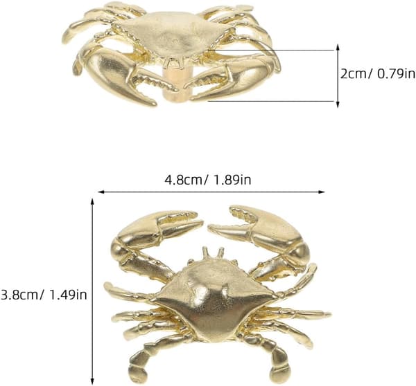 Krabbe skapknapper solid messing nautiske skuffehåndtak 1 pakke Gold