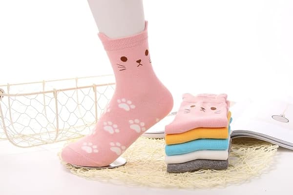 Dame sokker morsom katt dyr morsom trendy nyhet bomull gave
