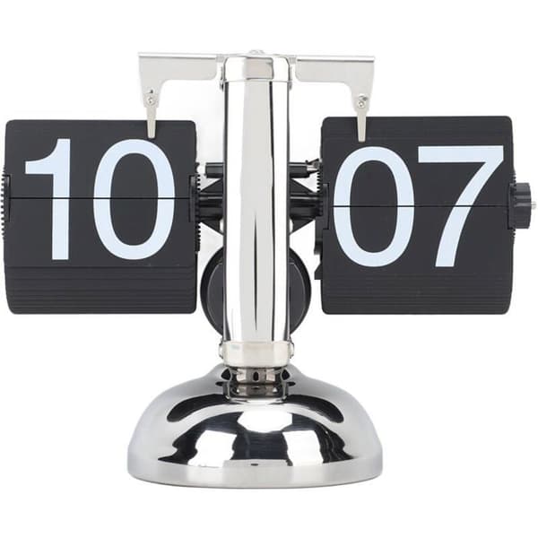 Retro 304 Rustfrit Stål Flip Ur Batteridrevet 24 Timer Sort Side YYV
