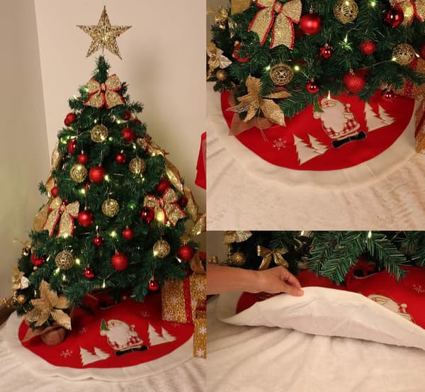 Rundt juletræstæppe juletræsovertræk juletræstæppe