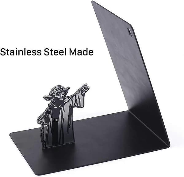 Premium Heavy Duty Metal Bookends - Black L-shaped Bookends for Desk, Creative Gift for Dad and Partner