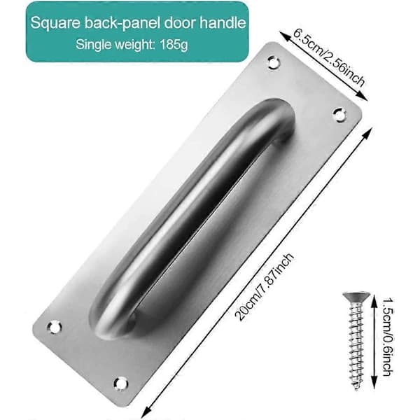 (pow yeah!) Sliding Door Handle with 4 Screws, Barn Door Handle with Backplate, Stainless Steel Push Door Handle