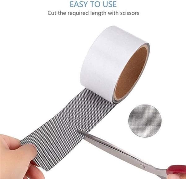 Fiberglass Window Screen Repair Kit, 2 Pieces 5x200cm Grey, Mosquito Net Tape for Doors and Windows