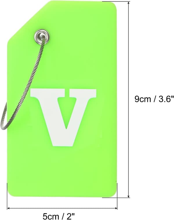 2 stk silikon bagasjelapper 3,6\"x2\" initialbokstav V, grønn White 1.97 x 1.97 x 0.79 inch