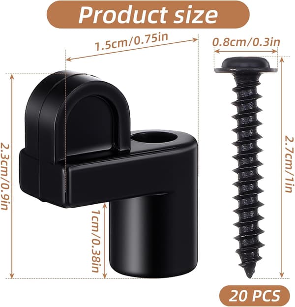 20-pak 3/8 tommer vindue til paneler (sort) sort Black