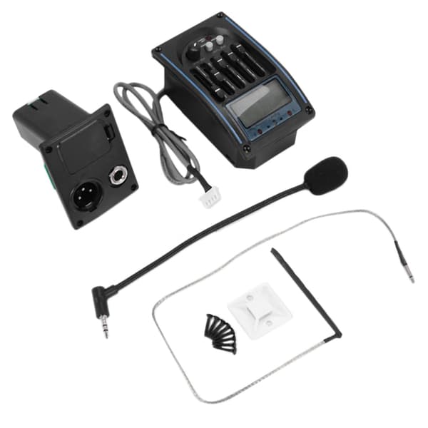 5-bands Akustisk Gitarr Pickup EQ Förförstärkare LCD Stämapparat Equalizer med Mikrofon LC-5