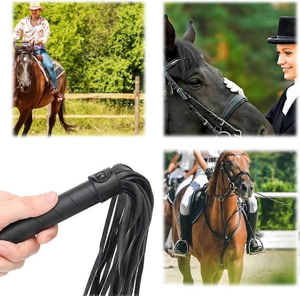 Faux Leather Horse Whip, Paddle Style, Riding Accessory for Competitive Riders (FMY)