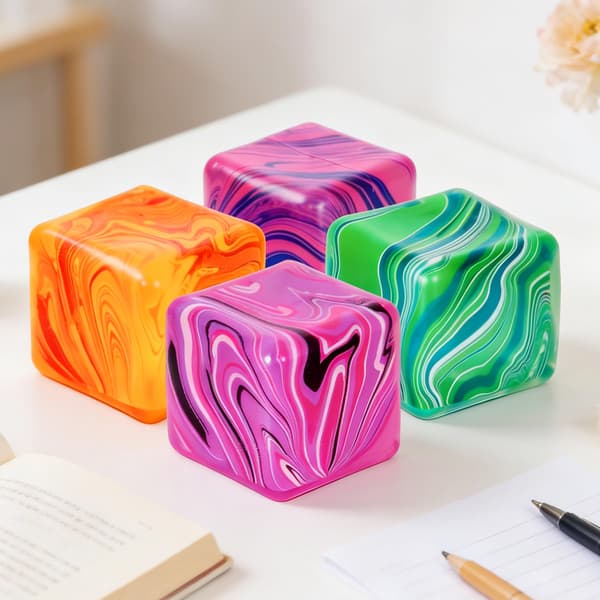 4 stk. Stress Cube Squishies Fidget Legetøj, 2 tommer isterning klemmelegetøj