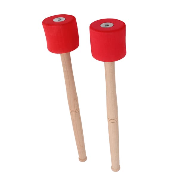 2PCS Bass Drum Beater Oak Handle EVA Foam Head Anti-slip Red