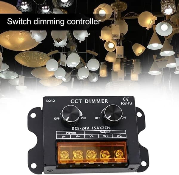 CCT Strip DC 2CH Knap, Kabinet LED Controller Til Dobbelt Hvide Lys, 5V-24V Lysdæmper med Metal