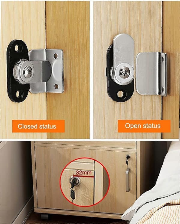 Skabsdørlås, metalskabslås til møbler, skabe, garderobe