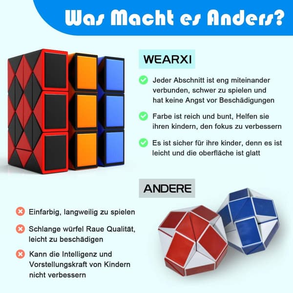 Party Bag Filler för barn - 12-pack 24-block magisk ormkub, Va