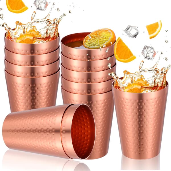 12 stk. aluminiumsdrikkekopper, metall til fest og bryllup