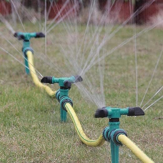 3 stk. 360° automatisk plænesprinkler, trearmet roterende sprinkler