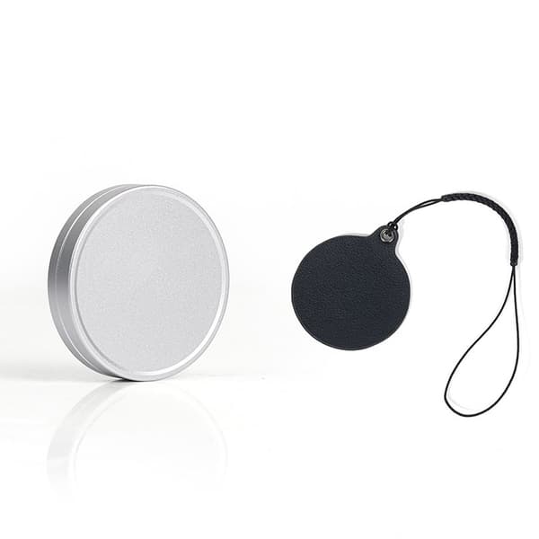 Skyddande objektivlock och läderskyddsetikett för Instax Mini Evo Silver