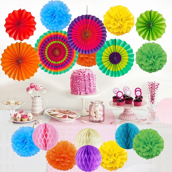 Papir Pompom Vifteball Honeycomb Romdekorasjon Bryllup Bursdag