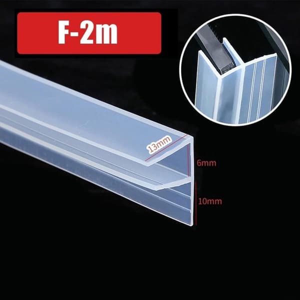 Tetningslist for rammeløs glassdør - 6 mm - 2 m lengde - baderomstilbehør