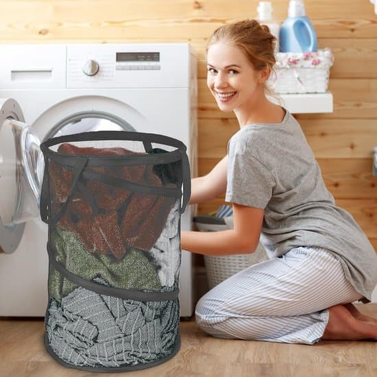 Foldable Laundry Basket - 59L Pop-Up - With Handles - Breathable Nylon Mesh - Ventilated and Odor Resistant - Portable and Space-Saving