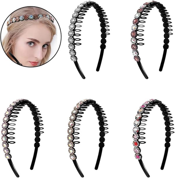 Chic pannebånd for kvinner, 5 stk. strass pannebånd for kvinner, Wom