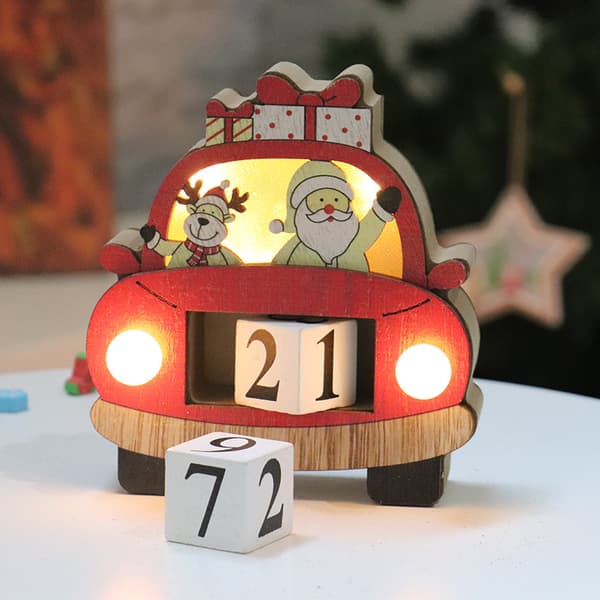 Tre LED-opplyst bilkalender - Håndlagde juledekorasjoner