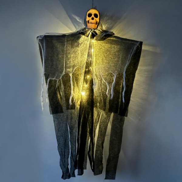Halloween Spøkelseshodelampe, LED-belyst utendørsdekorasjon for hager og spøkelseshus, 60 x 80 cm