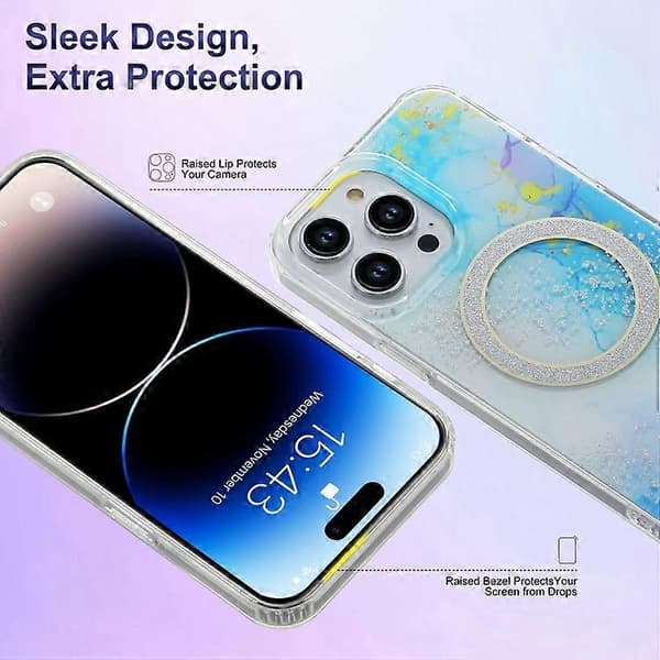 Til iPhone 15 Dobbeltsidet IMD Marmor Magsafe Mobiltelefoncover