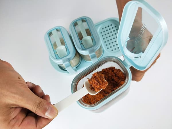 (Blå farve) 3 stk/sæt med bakke Gennemsigtig glaskrydderikrukke