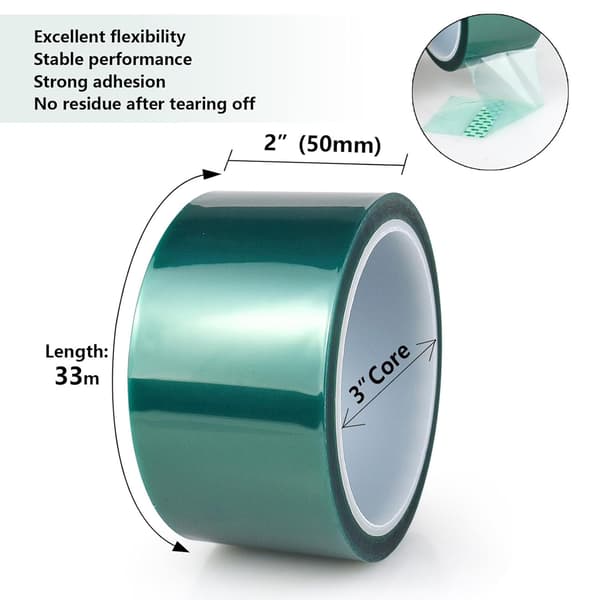 2 ruller varmebestandig tape til sublimering, 5 cm x 33 m, (grøn)