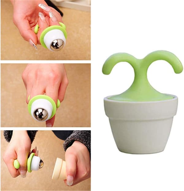 2 PCS Handheld Body Massager Mini Potted Plant Shaped Roller, ZQKLA