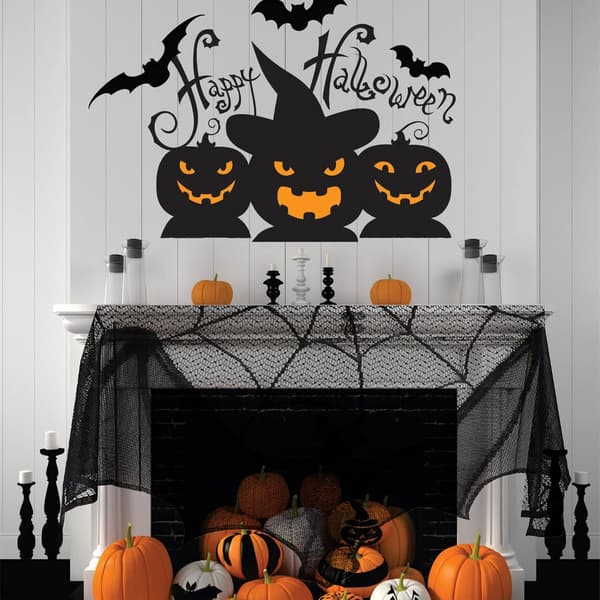 2 stk 95 X 57 CM Sorte Blonde Halloween Vinduesgardiner, Spindelvæv